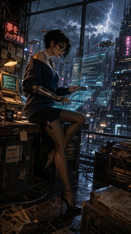 Fondo para celular Hacker bajo la lluvia