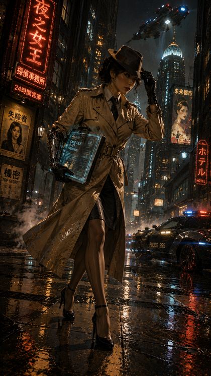 Fondo para celular Investigadora retrofuturista